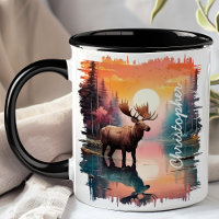 Eland bij Sunset Lake Reflectie