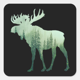Eland Herten En Bos Natuur Vierkante Sticker