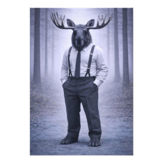Eland in Klassieke Bretels – Stille Bosportret Foto Afdruk