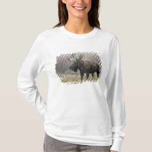 Eland in sneeuwstorm met espbomen t-shirt
