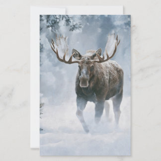 Eland loopt door boreale sneeuw briefpapier