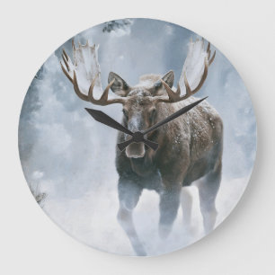Eland loopt door boreale sneeuw grote klok