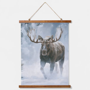 Eland loopt door boreale sneeuw hangend wandkleed