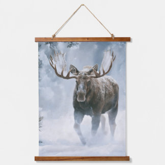 Eland loopt door boreale sneeuw hangend wandkleed