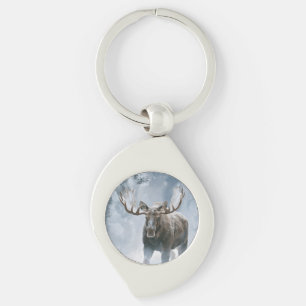Eland loopt door boreale sneeuw sleutelhanger