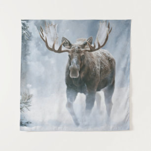Eland loopt door boreale sneeuw wandkleed