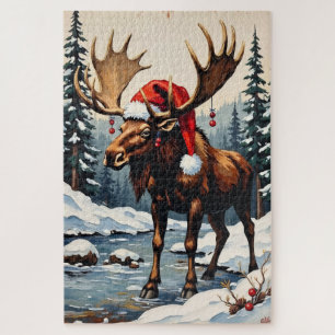 Eland met Gewei Kerstversiering Hoed Legpuzzel