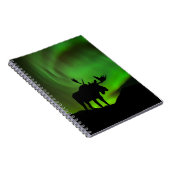 Eland met groene Aurora Borealis, Alaska Notitieboek (Rechterzijde)