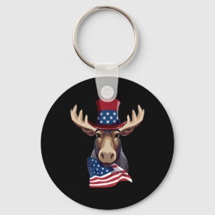 Eland met patriottische VS-vlag Amerikaanse onafha Sleutelhanger