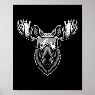 Eland met skibril skiën snowboarden winter poster