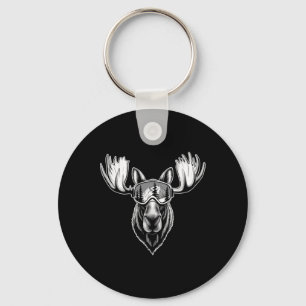 Eland Met Skibril Skiën Snowboarden Winter Sleutelhanger