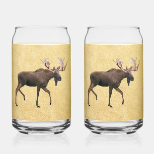Eland op oud papier blikvorm glas