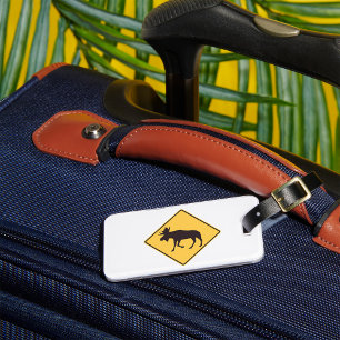 Eland Overstekend Wegbord Wilde Dieren Veiligheid Bagagelabel
