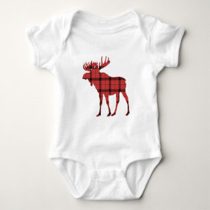 Eland Rood Geruit Tartan Patroon Kerst Vakantie Romper
