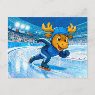 Eland schaatsen op een bevroren ijsbaan briefkaart