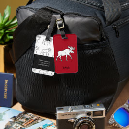 Eland schets met rode achtergrond bagagelabel