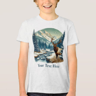 Eland Staand bij Stroom met Bergen Tri-Blend Shirt