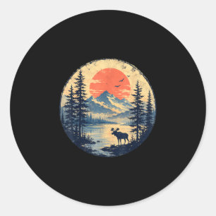 Eland zonsondergang berg bos meer wildernis ronde sticker