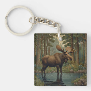 elanden boho bos groen sleutelhanger