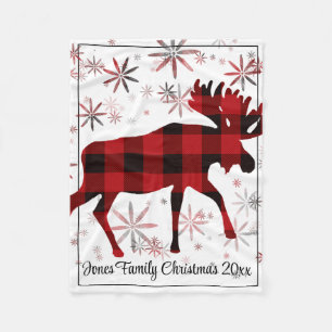 elanden rode plaid sneeuwvlokken fleece deken