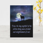 Élans et lune de carte de bénédictions de solstice (Fleur jaune)