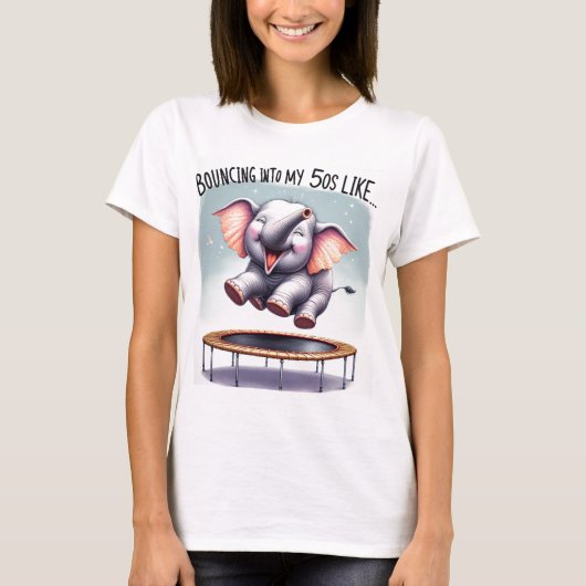 Elastische olifanten: een trampoline tot 50! t-shirt (Voorkant)