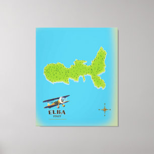 Elba Italië kaart reisposter Canvas Afdruk