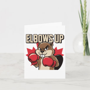 Elbows Up Beaver Boxing Trots Canadese Sterke Kana Kaart