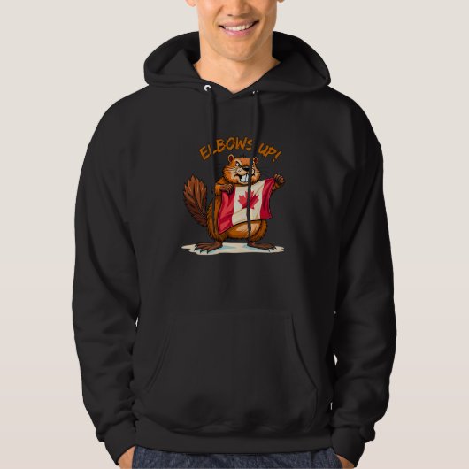 Elbows UP, Beaver, Canada Canadese vlag Maple Leaf Hoodie (Voorkant)