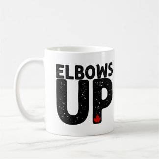 ELBOWS UP Bold Distressed Typography Koffiemok