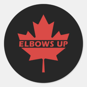 Elbows Up Canada - Defiant Red Maple Leaf - Anti-T Ronde Sticker