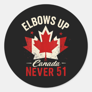 Elbows Up Canada Nooit 51 Vlag van Canada Ronde Sticker