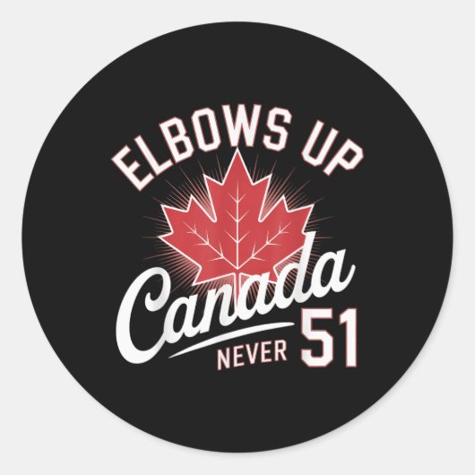 Elbows Up Canada Nooit 51 Vlag van Canada Ronde Sticker (Voorkant)