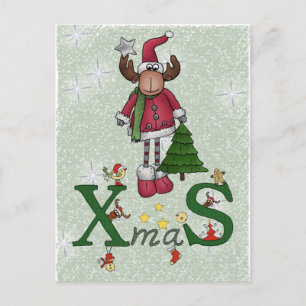 Elch mit Baum Feestdagenkaart