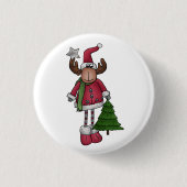 Elch mit Baum Ronde Button 3,2 Cm (Voorkant)