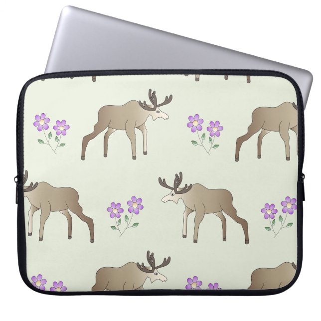 Elch mit Blume Laptop Sleeve (Voorkant)