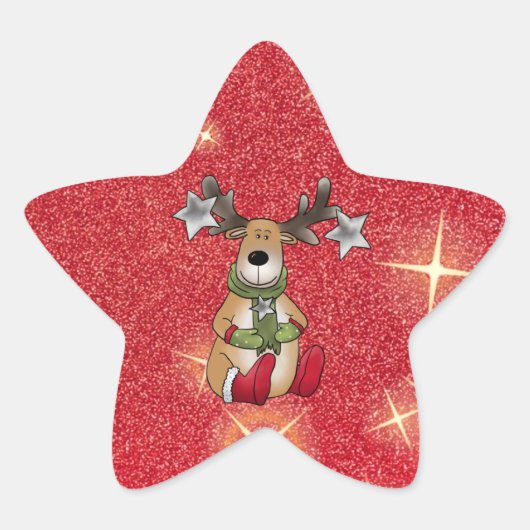 Elch mit Stern Ster Sticker (Voorkant)