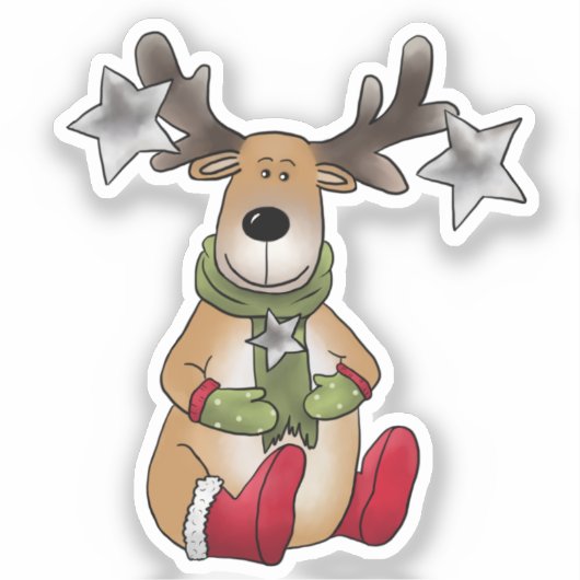 Elch mit Stern Sticker (Voorkant)