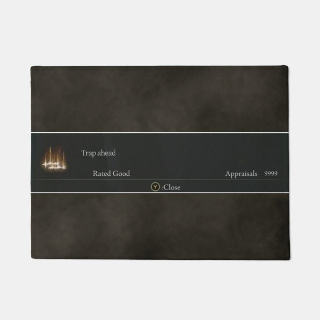 Elden Ring doormat, "Trap ahead" rated Deurmat (Voorkant)