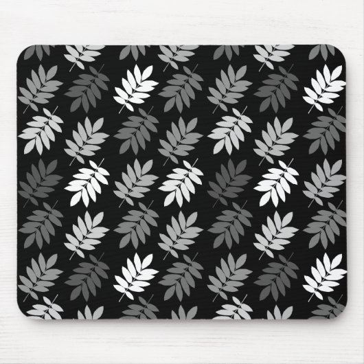 Elder Leaf Pattern Black White Grey Muismat (Voorkant)
