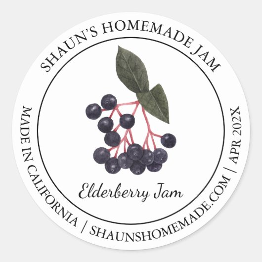 Elderberry Jam Modern label (Voorkant)