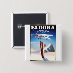Eldora Colorado reisposter. Vierkante Button 5,1 Cm