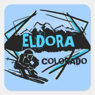 Eldora Colorado ski berg blauwe stickers