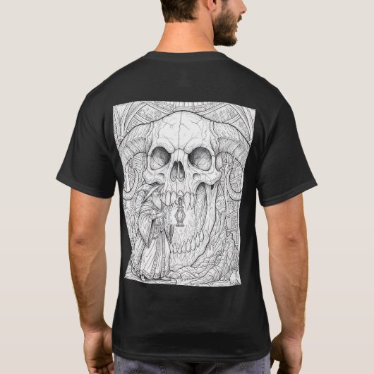 Eldritch Wizard & Demon Skull – Dark Arts T-Shirt (Dos)