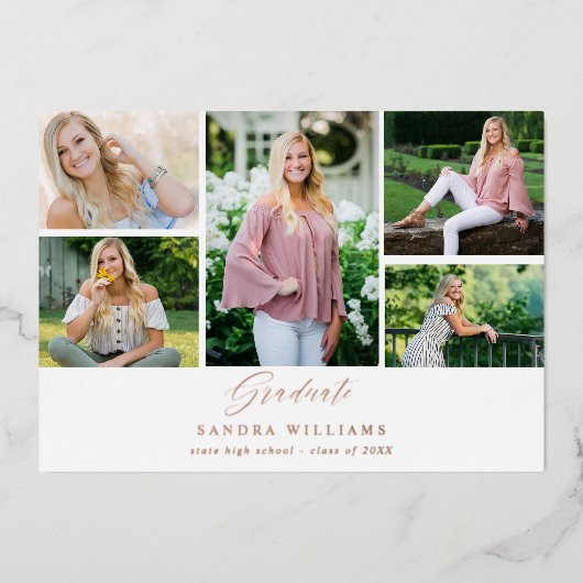 Ele Chic 5 Multi Photo Graduate Faire-part (Recto)