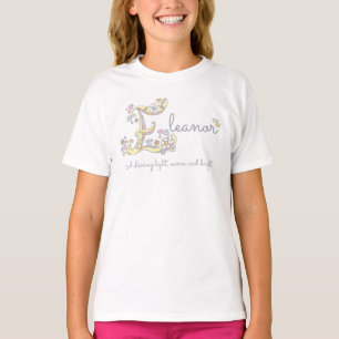 Eleanor meisjes naam betekent E-monogram harten T-shirt