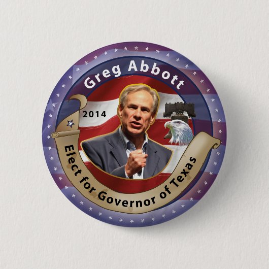 Elect Greg Abbott for Governor of Texas - 2014 Ronde Button 5,7 Cm (Voorkant)