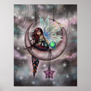 Electra Fae Fee op Maan Fantasie Kunstwerk Poster