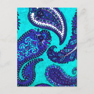 Electric Aqua Blue Indian Paisley Briefkaart