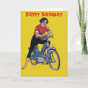 Electric Bike,  vrouw, Birthday Card Kaart